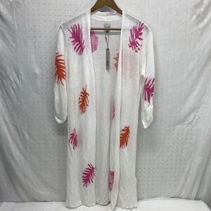Nic And Zoe Womens Cardigan M Sweater Open Front‎ Linen Blend Lagenlook Coastal